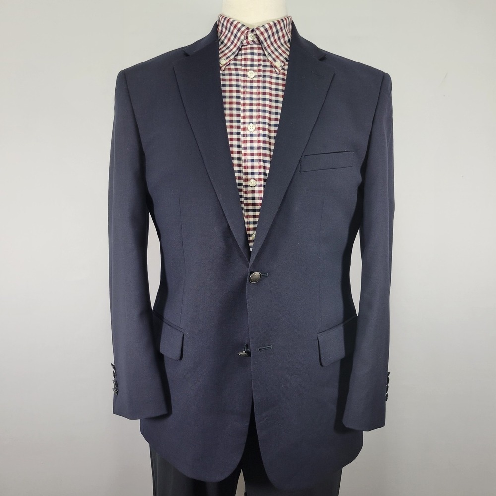 JOS A BANK Traveler Men's Sport Coat Utility Blazer Two Button Navy Wool 42R